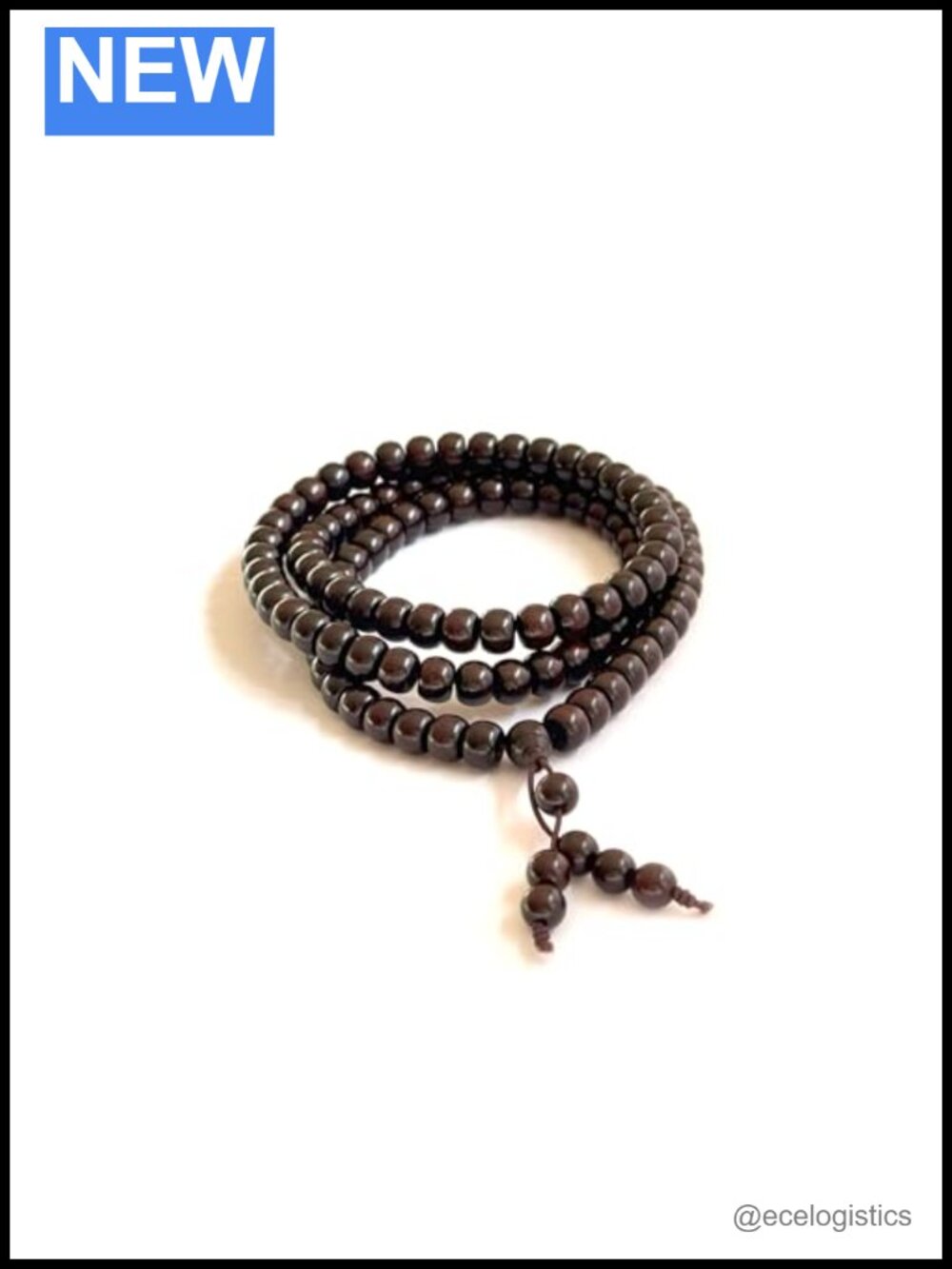 108 Mala Beads Bracelet Red Sandalwood Handmade 6x8mm Cylindrical Beads